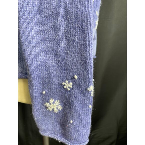 Vintage Ugly Christmas Sweater, Croft & Barrow Petite, Periwinkle Blue Cardigan - Picture 9 of 11
